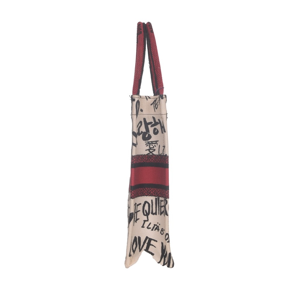 ♥️Dior Book Cream Canvas Tote with Red Logo Band Cotton Tote ♥️ - Picture 2 of 16